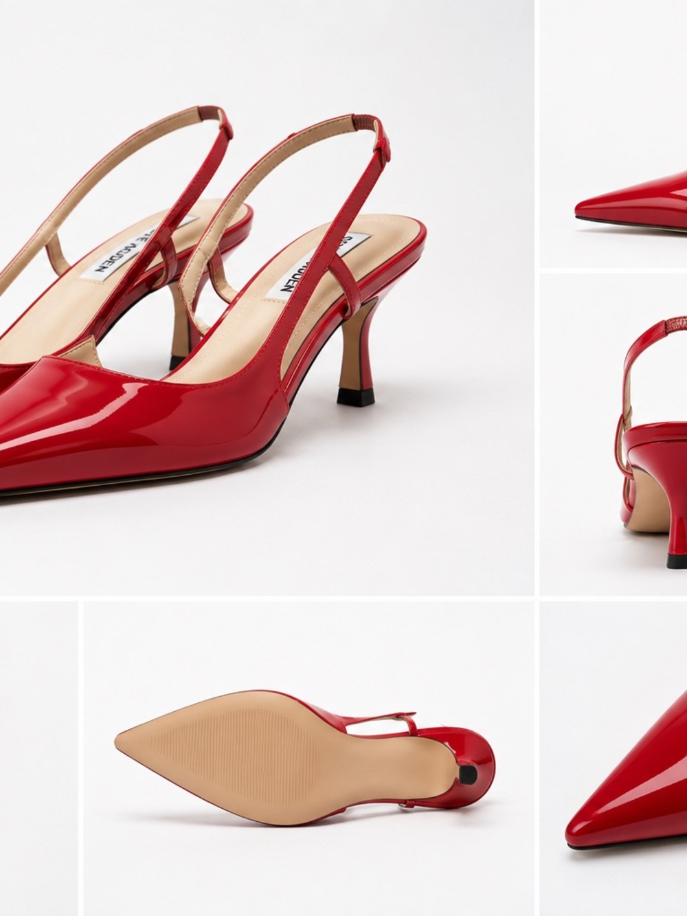 Steve Madden Red Patent Slingback Pointed-Toe Heels